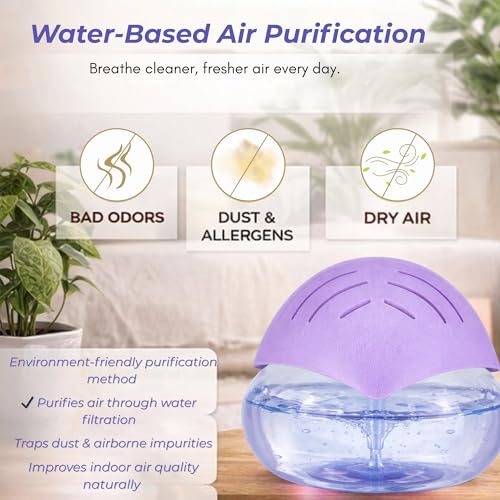 Image of Humidifier Revitalizer Hygiene Portable Room Air Purifier and with Led Lights, Run Time: 16 Hours- Perfect for Living Rooms, Kitchen, Office & Hotels (24 * 24 * 12 cm,Purple)-750 Ml