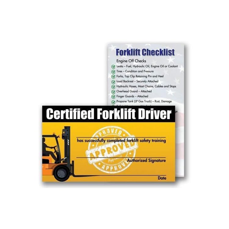 Forklift Operator Safety Training Cards - 10 Cards - Forklift Driver Card - Operator Safety - Wallet Forklift Training Card (1 pack of 10 cards)