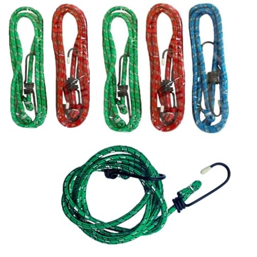 Kit com 6 Cordas Elástica Extensor De 92 A 122cm Corda para Bagageiro Carga Moto Bike Bicicleta Caçamba