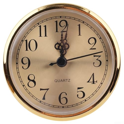 Floweringbeter Inserto de reloj de cuarzo con números arábigos, diámetro de 90 mm, borde dorado o plateado, reemplazo de reloj DIY (dorado)