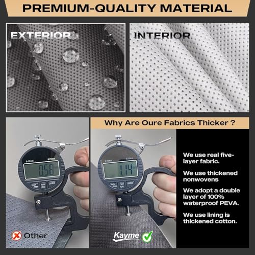 Kayme Heavy Duty SUV Car Cover Custom Fit for Land Rover Defender 110 2019-2026, Waterproof All Weather Outdoor Full Protection, UV Sun Rain Resistant with Zipper Door & Windproof Straps. - Image 4