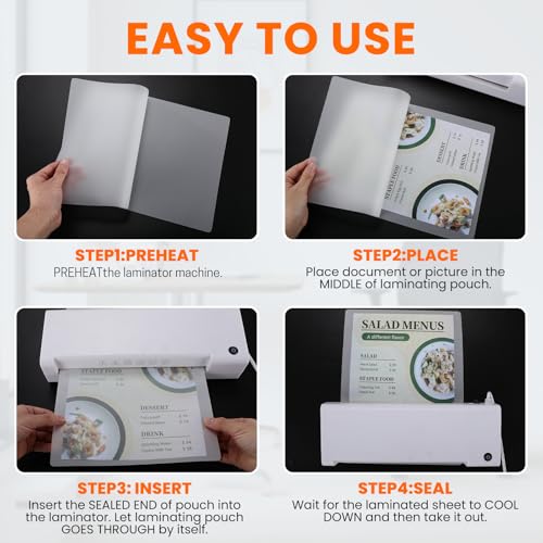 CAREGY Matte Laminating Sheets,100 Pack 9 x 11.5 Inches,3 Mil Thick,Ultra Clear with Matte Finish, Fitted for Letter Size Thermal Laminating Pouches 8.5 x 11