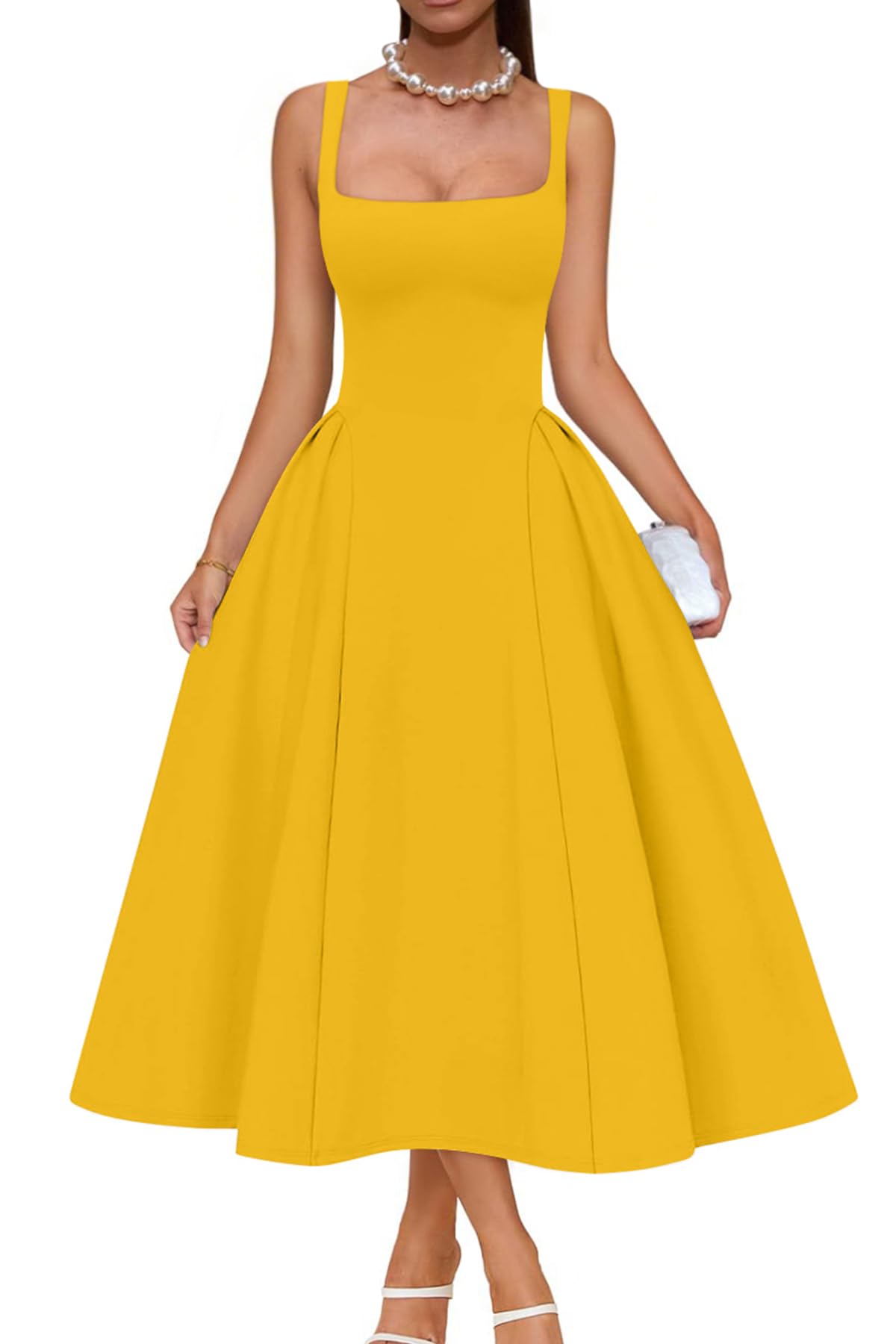 Memoriesea Women's Swing A Line Wedding Guest Party Midi Dress