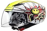 LS2, Casco kid jet moto FUNNY CRUNCH WHITE YELLOW, YS