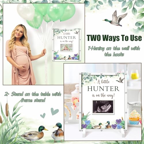 Image of Beeveer 65 Pcs Mallard Duck Baby Shower Guest Book Alternatives He or She Gender Reveal Baby Shower Decorations Animal Sign in Guest Book with Picture Frame and 60 Wooden Chip