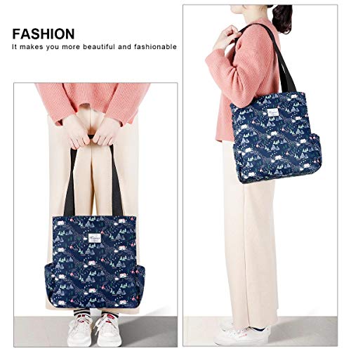 Image of KAMO Floral Tote Bag - Waterproof Lightweight Handbags Travel Shoulder Bag for Hiking Yoga Gym Swimming Travel Beach
