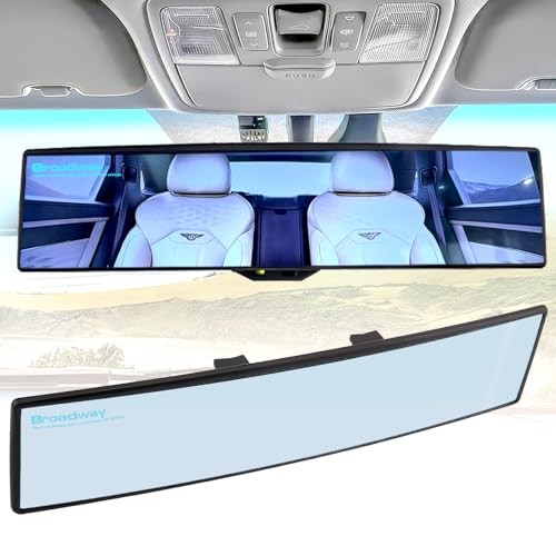 NINGFIST Broadway Rear view Mirror Wide Angle Panoramic Anti Glare Blindspot Accessories Universal Interior Car Convex Mirror for Car SUV Trucks Blue