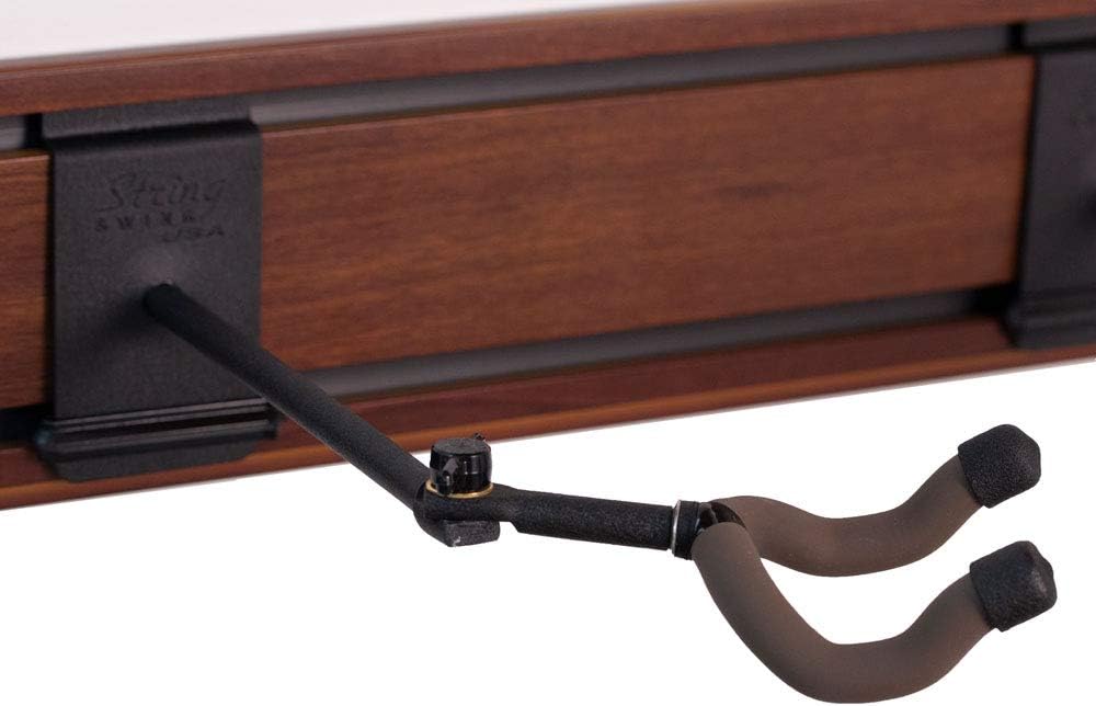 String Swing 5 Guitar Wall Rack Mount for Electric Acoustic and Bass Guitars – Walnut Print Aluminum Slatwall – Museum Quality – Made in the USA SW5RL-BW-K