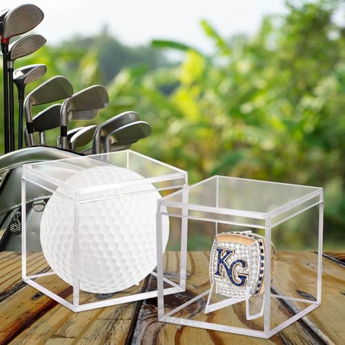 Image of 12 Pack Championship Ring Display Case Clear Acrylic Ring Case Display Box for Sports Baseball Softball Football Golf Single Ring Coin Holder Stand, 2.16 Inch