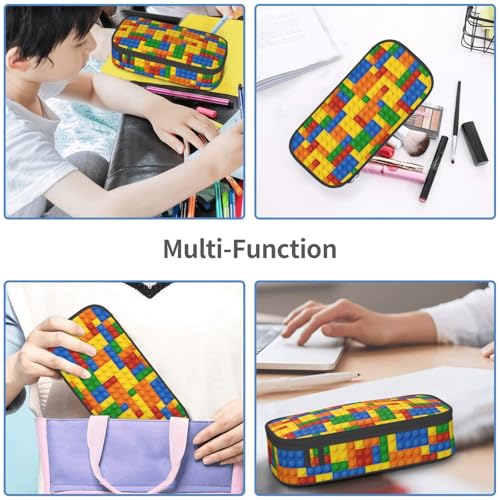 Image of Fun Blocks Colorful Pencil Case Organizer Big Capacity Pencil Pouch Stationery With Zipper School Supplies Pencil Bag For Girls Boys Office, j56tsd