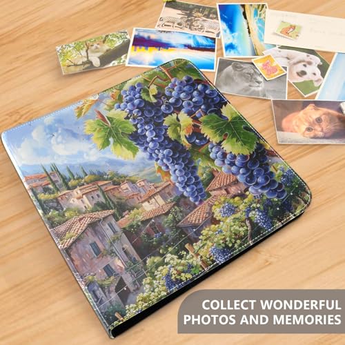 Álbum de fotos ALAZA Italy View Grapes, cubierta de cuero PU, anillado de 3 anillos, para bodas, viajes y recuerdos familiares miniatura 4