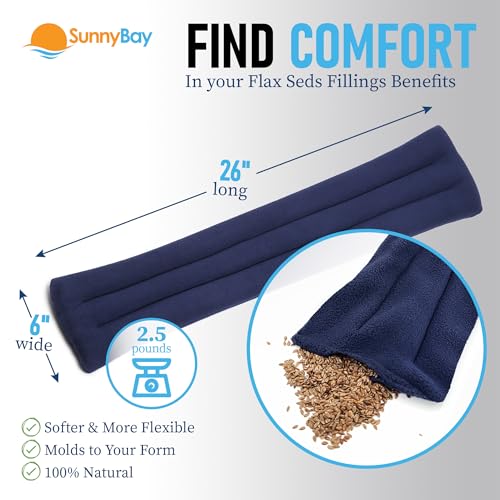 Image of SunnyBay Microwave Heating Pad, 26 inch Long Microwavable Neck Wrap & Heat Pack for Moist Hot Therapy, Heated Neck Warmer for Neck, Shoulder & Back Pain Relief, Flaxseed Filling, 26x6, Navy Blue