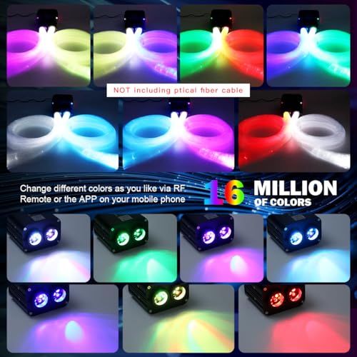 Image of AMKI Dual Color 20W Twinkle Sound Mode RGBW Dual Port Light Source Engine Driver Remote /APP Control Starlight Box Motor for Fiber Optic Star Ceiling Light Kit