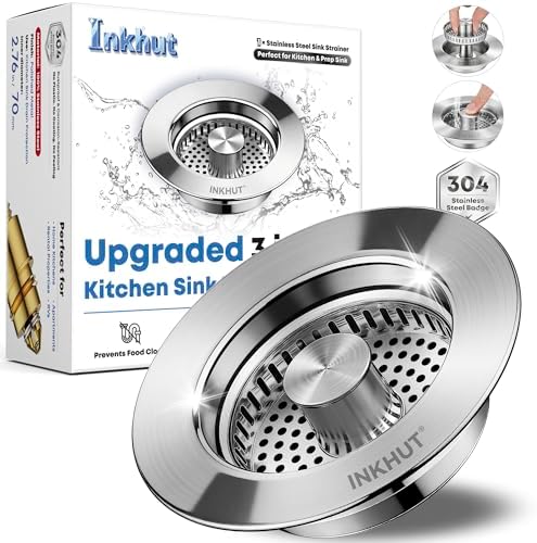 3-in-1 Sink Drain Strainer & Stopper – Anti-Clog, Odor Filter & Easy Drain