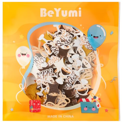 Image of BeYumi Espresso Martini Table Confetti - 300Pcs A Tini Bit Older Table Confetti Decorations Brown Espresso Martini Bow Gold Star Paper Decor for Girl Birthday Bachelorette Bridal Shower Party Supplies