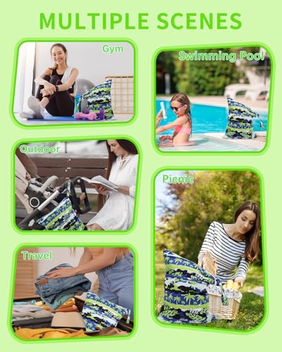 Image of babygoal Wet and Dry Pockets for Baby Nappies, Washable Travel Bags, Beach, Pool, Gym Bag for Swimsuits and Wet Clothes, with Two Zip Pockets, Colour: 41, 30cm x 36cm, Wet and Dry Bag