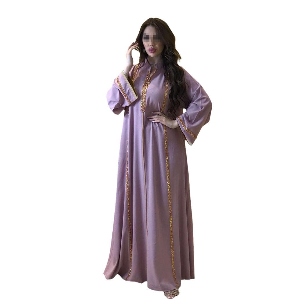 keusyoi Abaya Marocchino Abito da Donna Abiti con Diamanti Abito Lungo Collo alla Coreana Autunnale Manica Lunga Tacchino Allentato Dubai Abito Musulmano