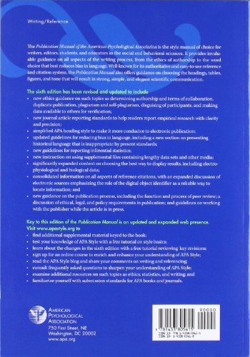 Publication Manual Of The American Psychological Association, 6Th Edition #TOP1
