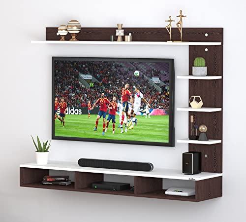 Image of Anikaa Tyson Engineered Wood Wall Mount TV Unit /TV Stand /Wall Set Top Box Stand /TV Entertainment Unit (Wenge White)(Ideal for Upto 55 inch)(D.I.Y)