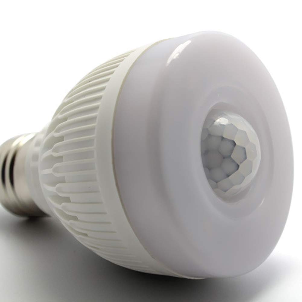 E27 5W PIR LED Night Bulb Motion Sensor Globe lamp Energy Saving Incandescent Lighting Lamps Induction Bulb Stair Hallway Dining Room Night Light White 6000K