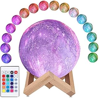 Moon Lamp CooPark 3D Printed Dimmable Timer Moonlight, 16 Colors with Stand & Remote & Touch Control & USB Rechargeable, Galaxy Night Lamp Decor Birthday Gifts for Lover Kids Friend Party(12cm/4.7'')