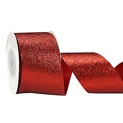 MEEDEE Red Princess Glitter Ribbon Metallic Red Cut Edge Ribbon 1-1/2 inch x 10 Yards, Princess for Gifts Wrapping Crafts Baby Shower Christmas Decorations Floral Design Home Decoration Wedding Party