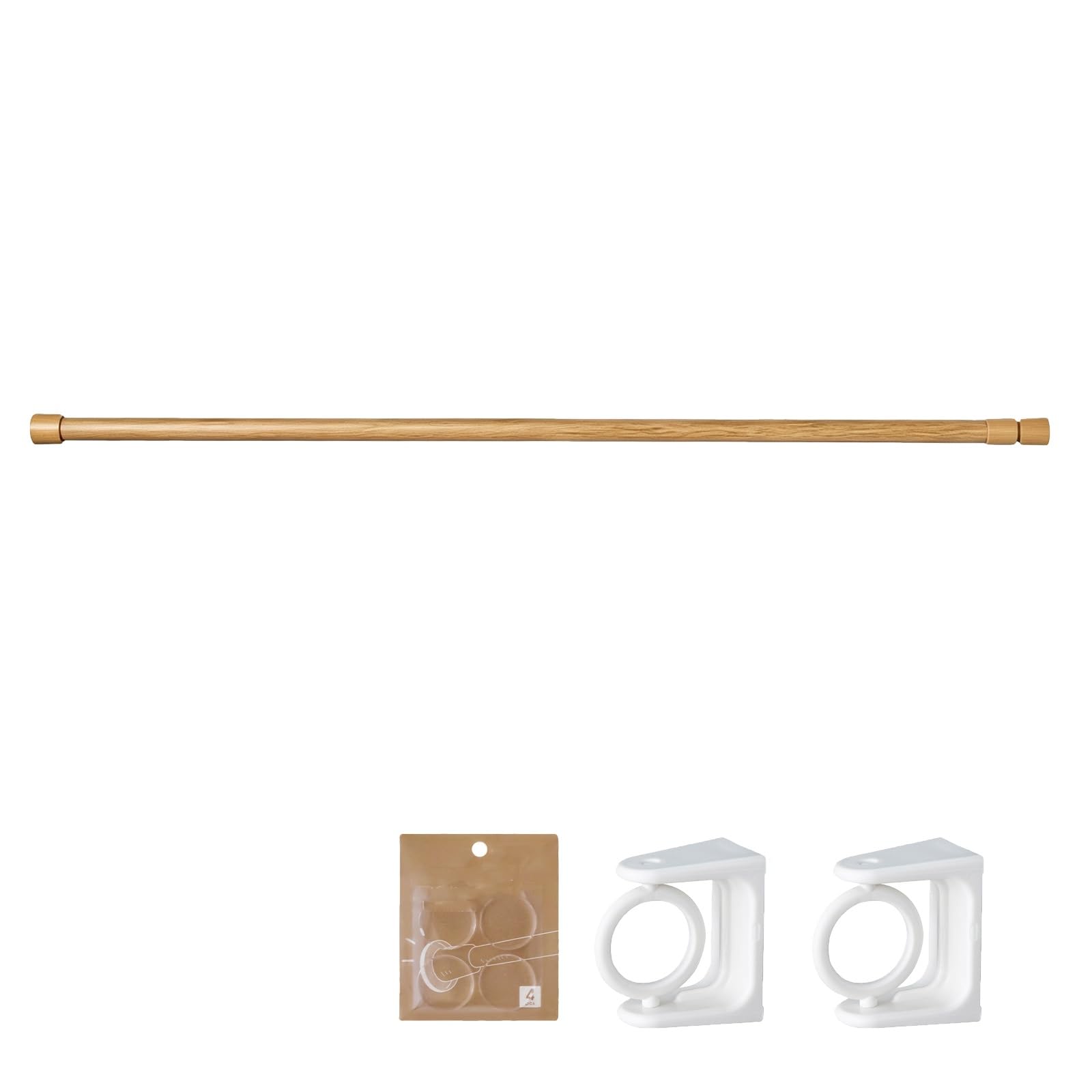 Duschstange Ohne Bohren mit Drehbaren Ringen und Waschbaren Gleitern | Kleine Gardinenstange Ausziehbar 18–120 cm mit Rutschfesten Enden für Fenster, Schränke und Garderoben(60-100cm/24-39in)