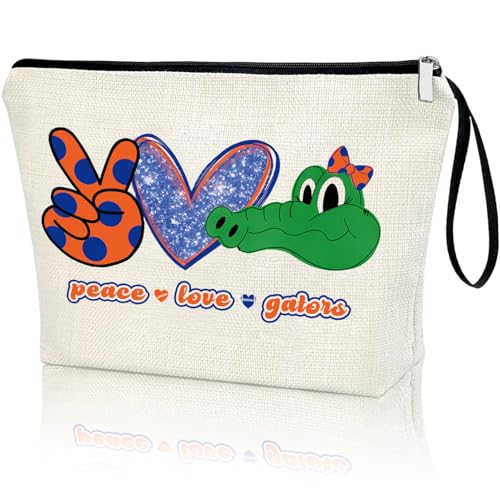 Gators Lover Gift Makeup Bag Fan Gift for Gators Merch Gator Spirit Peace Love Gators