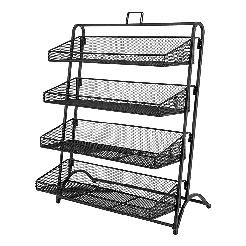 kunghei Black 4 Tier Snack Candy Display Rack, Chip Display Rack, Snack Stand, Snack Display, Snack Rack for Countertop, Retail Display Stand, Chip Rack Display Stand, Concession Stand Supplies