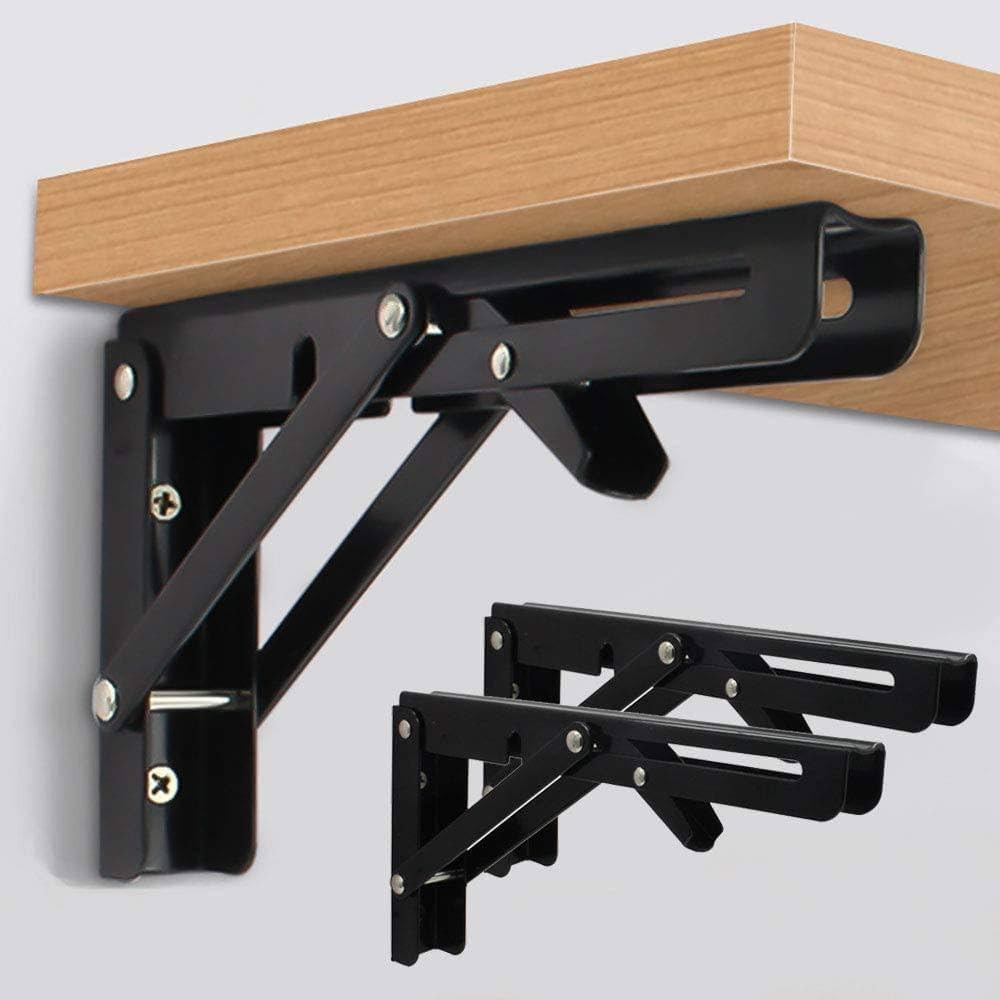 DMDENT Wall Mounted Folding Shelf Brackets Folding Shelf Bracket Heavy Duty Stainless Steel Collapsible Bracket (20 CM)