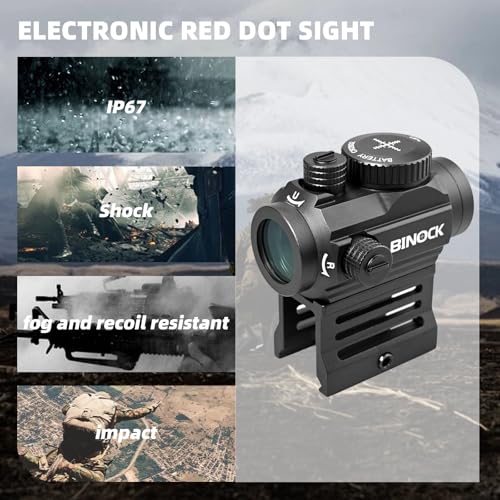 Image of BINOCK Reflex Red Dot Sight for Rifles, 2 MOA Red Dot Optics Motion Awake, 12 Brightness Adjustment Red Dot Scope with 2 Mount Options, Shock Dust Fog Resistant (RD-02)