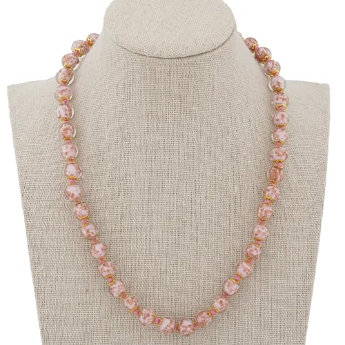 Glass Of Venice Short Murano Glass Necklace 16-Inch plus Extender - Italian Pink Sommerso Sparkling Beads Handmade Blown Glass4