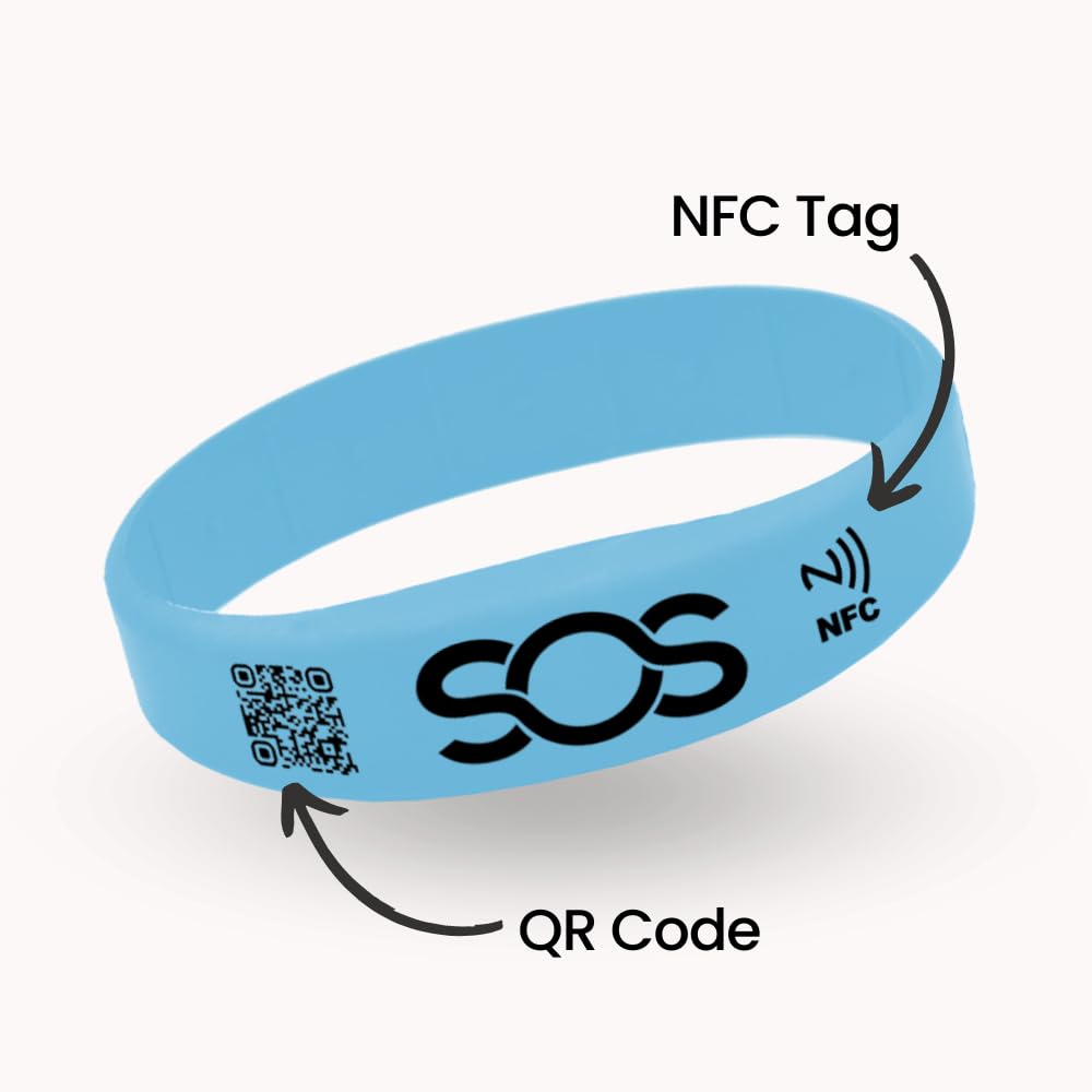 HelpMee® SOS Notfallarmband für Kinder – NFC & QR Code – Sicherheitsarmband mit Notfallprofil – Für Schule, Ausflüge, Reisen – schnell abrufbare Infos 6-10 Jahre/Schwarz