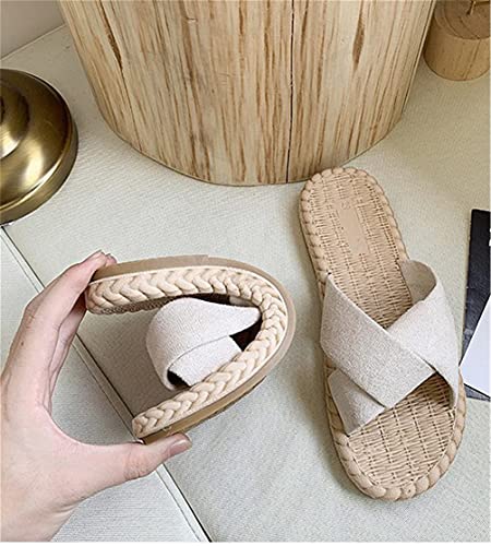 Ladies sandals and slippers Soft sole women's shoes Summer flip flops Woman girl slippers Straw Shoes3