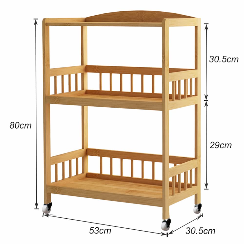 sogesfurniture KS-ZC05-BH Bambusowy wózek do serwowania do kuchni, 3-poziomowa półka do przechowywania, wózek do serwowania na kółkach, do restauracji