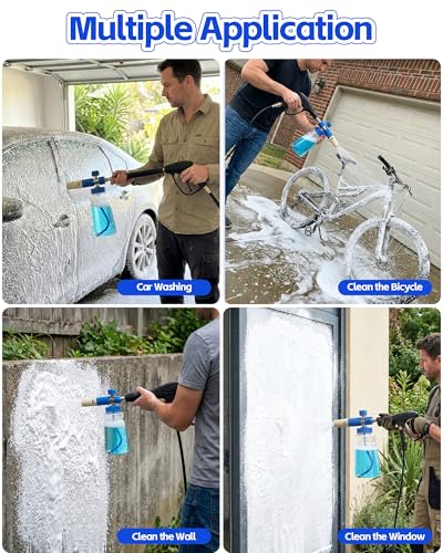 Image of Foam Cannon for Pressure Washer with 1 /4 inch Quick Connector, Wide Mouth Foam Cannon, Adjustable Soap Cannon for Car Wash, Additional 1.1mm Orifice Nozzle (Transparent)