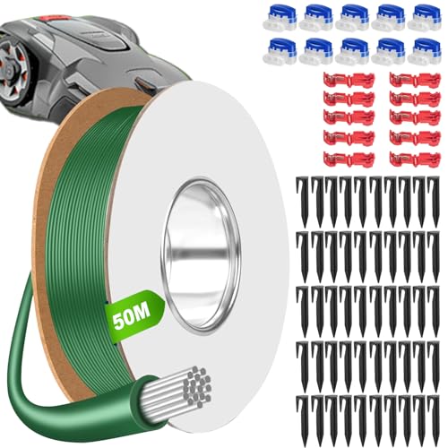 Yatosally 50m Begrenzungskabel Mähroboter + 50 Erdnägel + 10 Kabelverbinder + 10 Anschlussklemmen, Robustes Rasenroboter Kabelzubehör, Kompatibel mit Husqvarna, Bosch, Worx, Gardena, und mehr Yatosally 50m Begrenzungskabel Mähroboter + 50 Erdnägel + 10 Kabelverbinder + 10 Anschlussklemmen, Robustes Rasenroboter Kabelzubehör, Kompatibel mit Husqvarna, Bosch, Worx, Gardena, und mehr