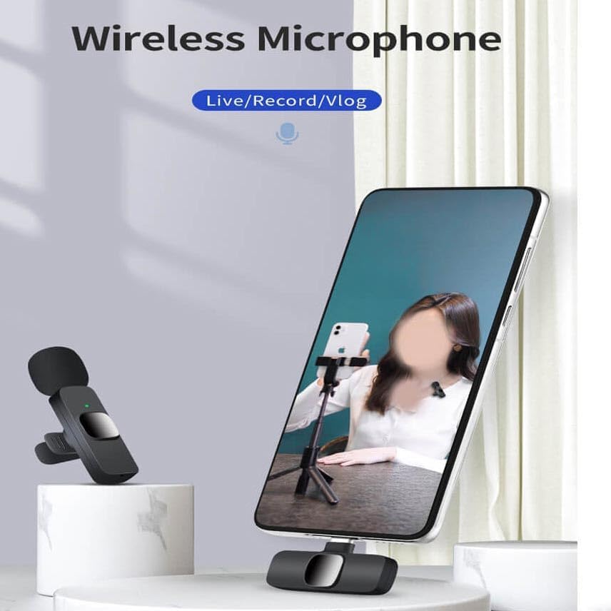 Image of Bumpi 2-in-1 K8 Wireless Clip Microphone, All iso & Smartphones, Adjustable Noise Reduction Portable Mini Mic with Universal Microphone for Vlogs, Reels, Youtubers with LED Indicator Light