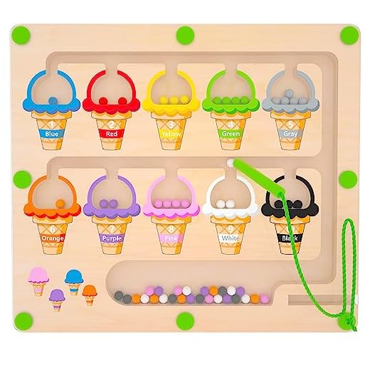 MTYOKILN Magnetic Color & Number Maze - Montessori Wooden Color Matching Learning Counting Puzzle Board - Toddler Fine Motor Skills Toys for Boys Girls 3 4 5 Years Old