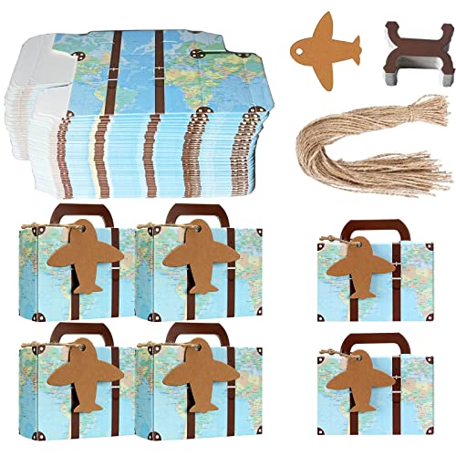 Petite Boite Cadeau 50 Pièces Boîtes Dragée en Dforme de Valisettes, Bonbonnière Boîte à Dragées Mariage, Boite de Bonbons avec étiquettes pour Mariage,...