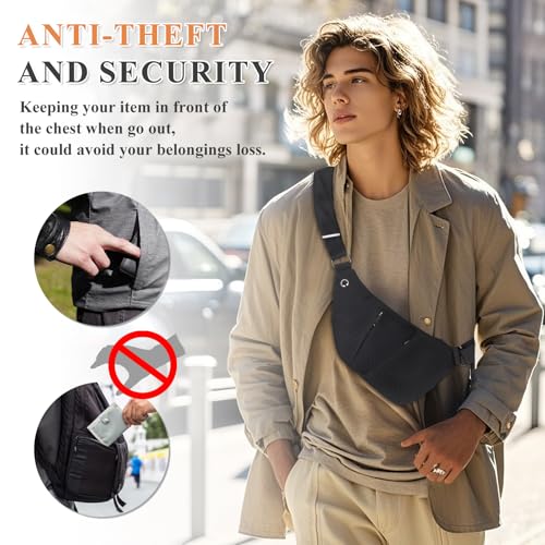 Anti Theft Crossbody Bag for Women Men, Travel Anti Theft Crossbody Sling Bag Shoulder Bag for Casual, Black2