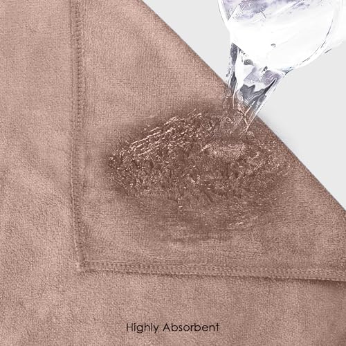Image of HOUSSE Microfiber Face Towels | Ultra Absorbent, Odour-Free, Quick Dry 450 GSM Face Towel for Home, Gym, Travel, Running & Personal Use | 30x30 cm | Set of 6 in One Colour (Warm Beige, Pack of 6)