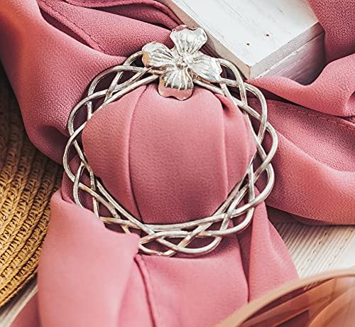 Handmade Dogwood Scarf Ring - Scarf Clip for Women Light Weight Summer Scarves - Handcrafted by House of Morgan Pewter2