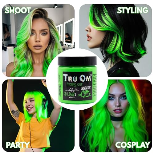 Image of Temporay Hair Color Wax | Metallic Shine | For Men & Women | DIY Instant Hair Color | Temporay Color 1 Day 1 Wash | No Ammonia, Bleach & Damage | Neon Green - 100 gram