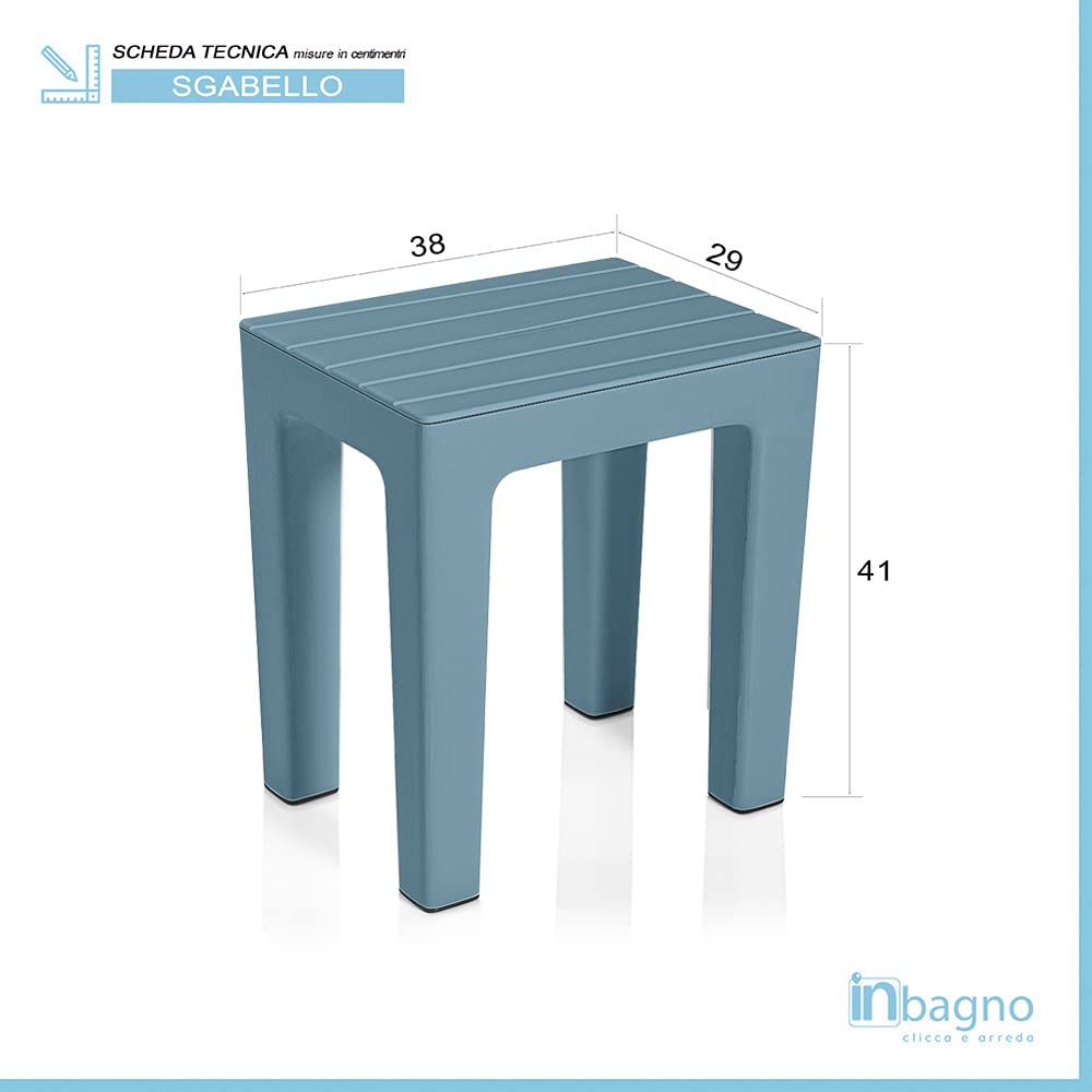 Sgabello Da Bagno/Doccia Inbagno Lello - 38x29x41 Cm, Effetto Legno, Portata 150 Kg, Multiuso Per Interni/Esterni