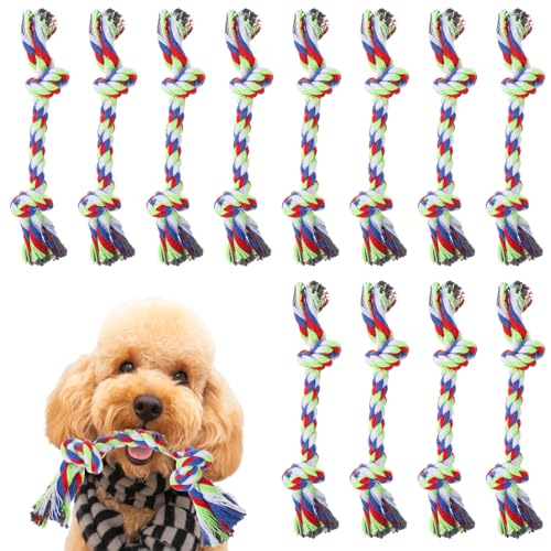 CIATBYYJ 12Pcs Dog Rope Toys, Durable Puppy Cotton Rope Toy, Colorful Dogs Ropes Toys for Small Teething Dogs Aggressive Chewers Puppy