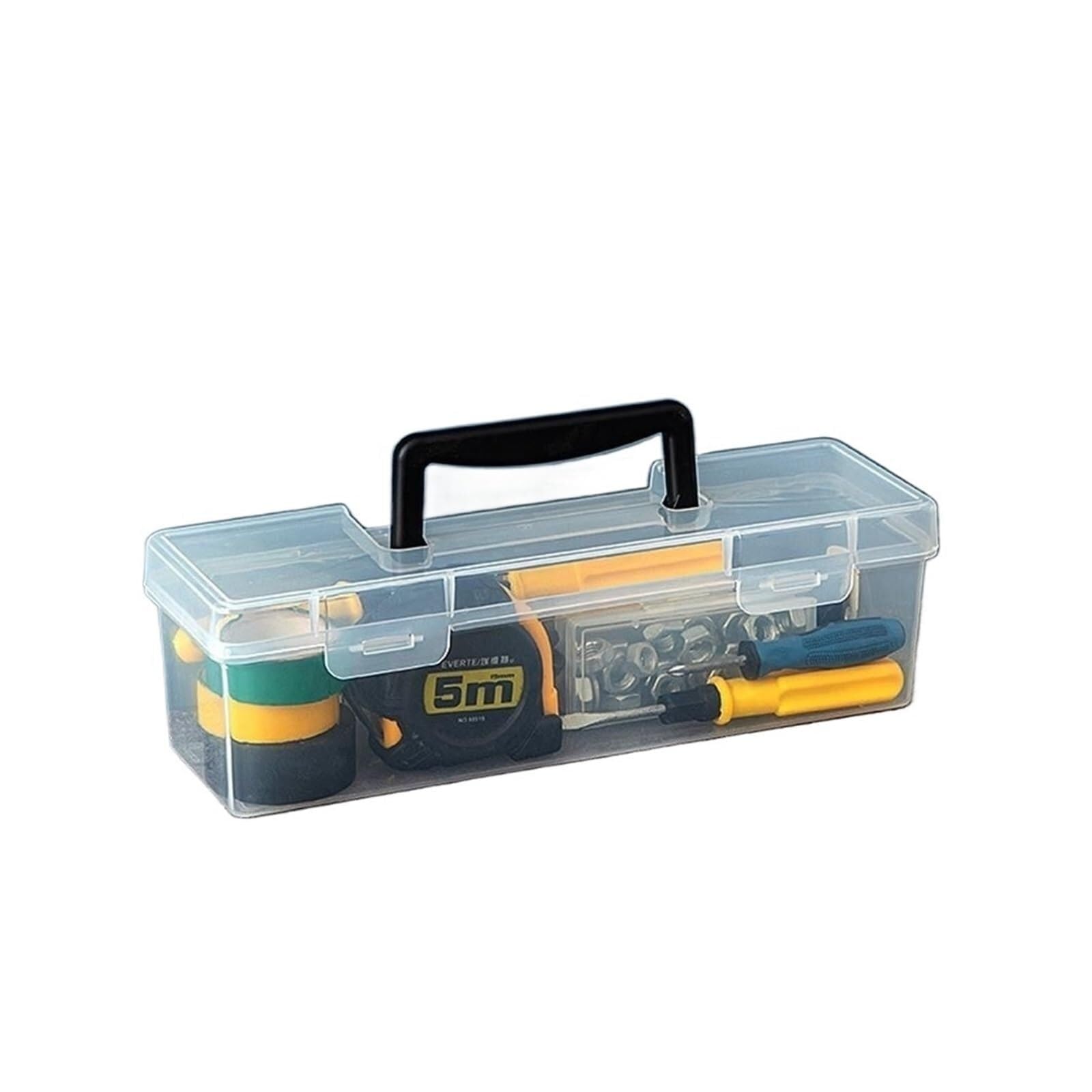 Tool Box Transparent Hardware Tool Box Multifuntional Toolbox Plastic Parts Organizer Household Storage(Black-style2)