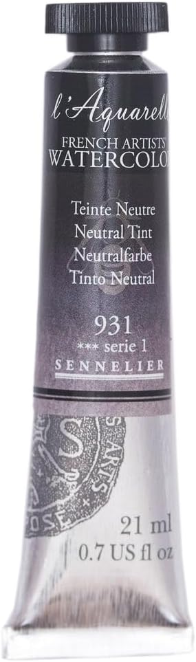 SENNELIER L'Aquarelle French Watercolor, 21ml Tube, S1 Neutralint
