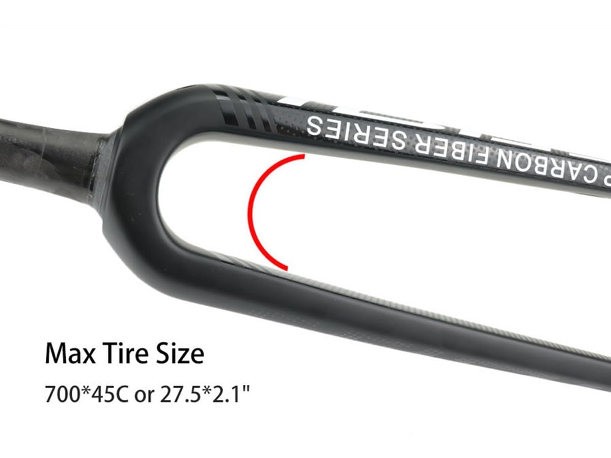 700C Starrgabel Kohlefaser Rennrad Steckachse 100x12mm Scheibenbremse Vorderradgabel Fahrradgabeln 1-1/8'' Verjüngtes Rohr Ultraleicht (Color : Black-B, Size : 700C)