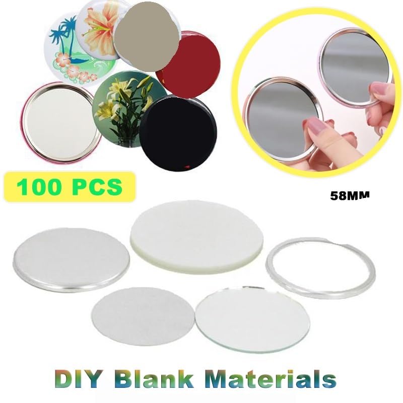 100 szt. Mini lusterko kosmetyczne DIY okrągłe materiały 58 mm przybory do makijażu dla kobiet akcesoria podróżne